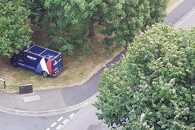 A council contractor's van parked on green space in Buckland on June 11. Picture Paul Godier