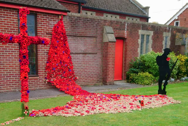 The poppy display at St Wilfrid's church in Cowplain
