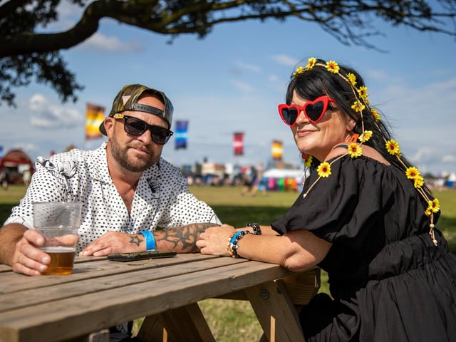 Victorious Festival gets under way this Friday as revellers begin to enter the site.Pictured - Couple, Bob and Ella from BournemouthPhotos by Alex Shute