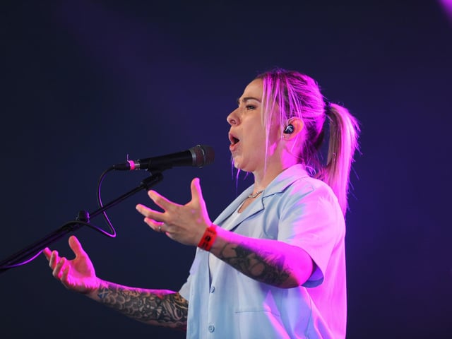 Lucy Spraggan drew a large crowd to the Little Top. Picture: Sarah Standing (010825-1496)