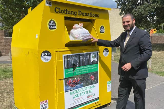 Cllr Dave Ashmore with one of the new HANTSAR collection banks