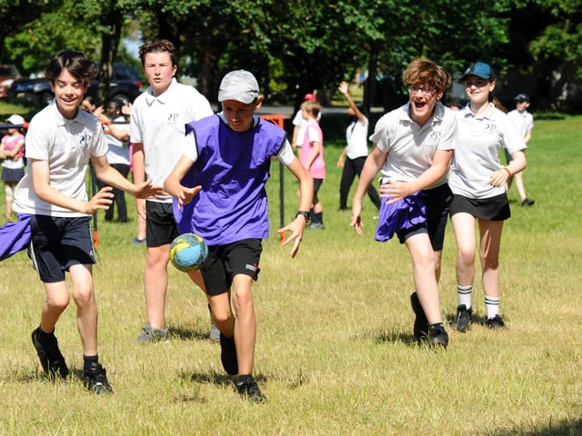 Year 8s playing handball (150623-8483)