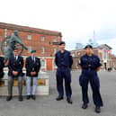 Veterans from Leuven, Belgium, with AB Sam Kitchen and AB Amelia Kelly, both of HMS Nelson. Armed Forces Day at Portsmouth Historic Dockyard
Picture: Chris Moorhouse (jpns 250622-19)