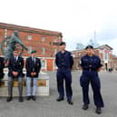 Veterans from Leuven, Belgium, with AB Sam Kitchen and AB Amelia Kelly, both of HMS Nelson. Armed Forces Day at Portsmouth Historic DockyardPicture: Chris Moorhouse (jpns 250622-19)