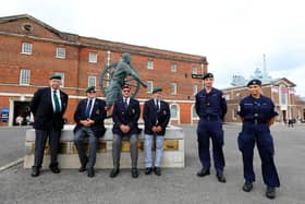 Veterans from Leuven, Belgium, with AB Sam Kitchen and AB Amelia Kelly, both of HMS Nelson. Armed Forces Day at Portsmouth Historic Dockyard
Picture: Chris Moorhouse (jpns 250622-19)