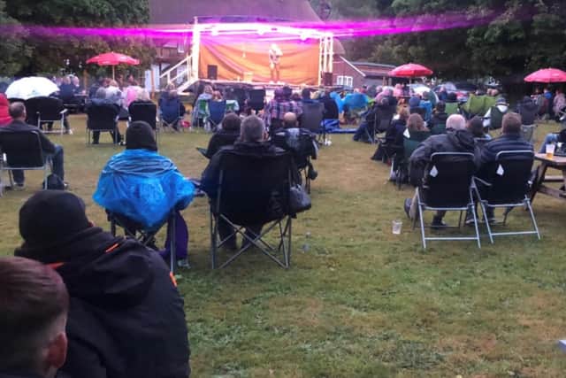 The Farmer Inn, in Catherington Lane, hosted a sell-out, socially distanced comedy gig on Saturday July 25. Picture: James Alderson