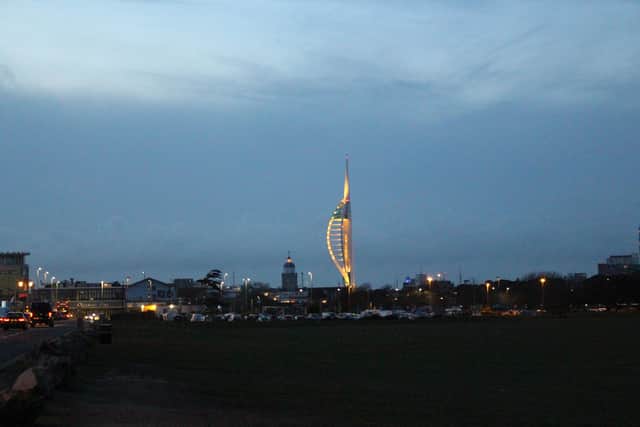 The iconic Spinnaker Tower lit up at dusk.

Picture: Emily Turner