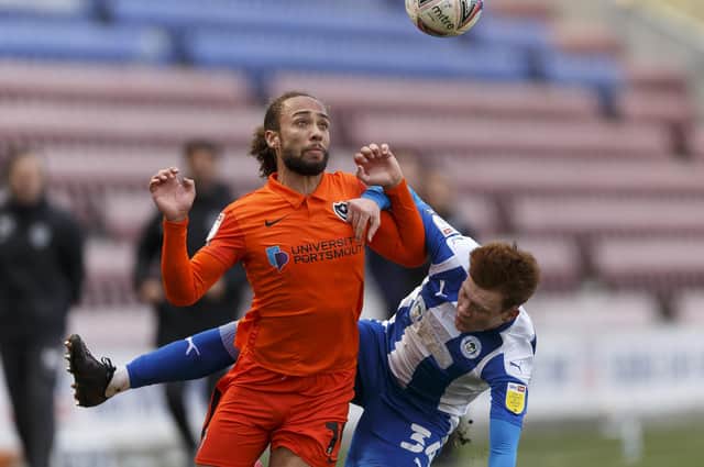 Marcus Harness in action during Pompey's 1-0 win at Wigan.  Picture: Daniel Chesterton/phcimages.com)