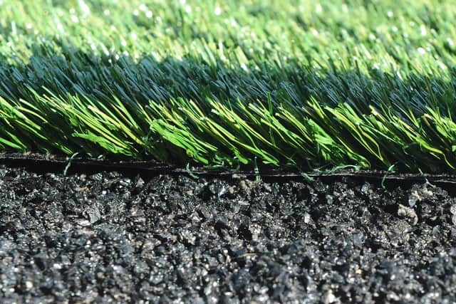 The new 3G pitch at Westleigh Park - a carpet of 'grass' is laid on a shock pad which lies on top of a layer of aggregate. Picture: Sarah Standing