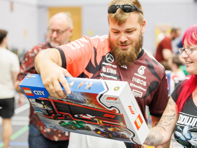Lego enthusiasts happy with their find.  Picture:Marcin Jedrysiak