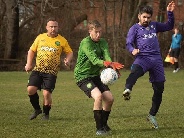 Action from AFC Tamworth's 7-2 victory over Gosham Rangers in Division Two of the City of Portsmouth Sunday League. Picture: Keith Woodland