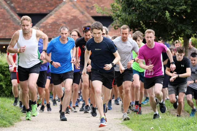 Runners set off in the Fareham parkrun last weekend. Picture: Chris Moorhouse (jpns 310721-05)