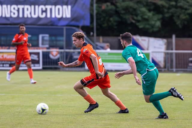 Portchester's Harrison Brook on his debut against Brockenhurst. Picture: Mike Cooter