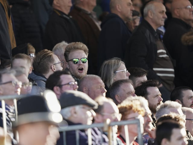Pompey fans at the Blues' victory at the Memorial Stadium.