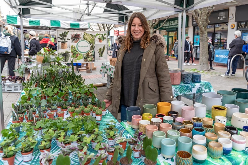 Sam Cooper (49) of Grounded in Southsea selling succulents and garden accessories. Picture: Mike Cooter (160324)