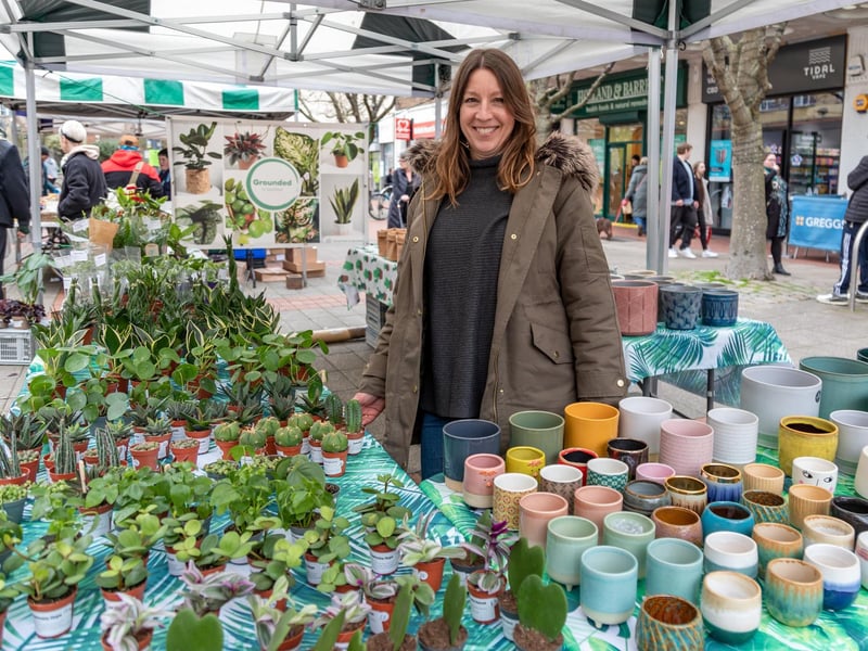 Sam Cooper (49) of Grounded in Southsea selling succulents and garden accessories. Picture: Mike Cooter (160324)