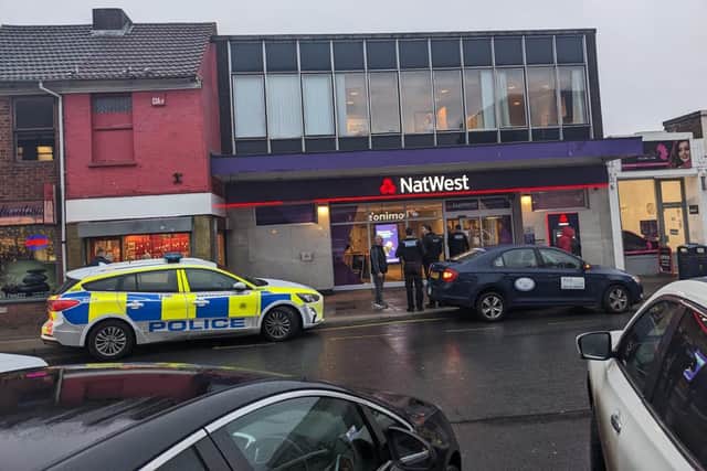 The scene outside NatWest in Cosham High Street in January