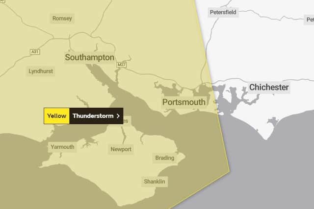 A yellow weather warning has been issued for Portsmouth. Picture: Met Office