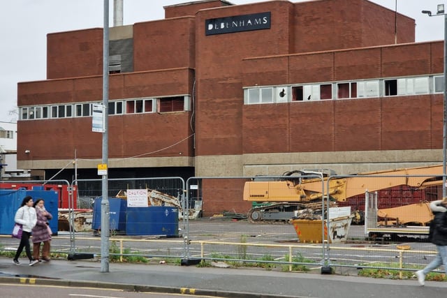 Debenhams in Commercial Road is set to become "Portsmouth's first skyscraper." Pictured is the back of the site.