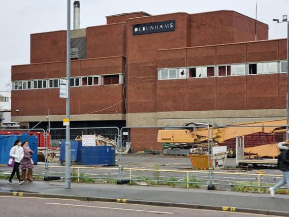Debenhams in Commercial Road is set to become "Portsmouth's first skyscraper." Pictured is the back of the site.