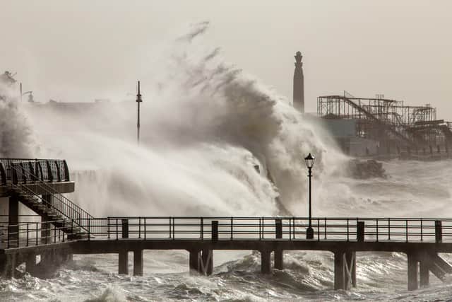 A huge weathers batters Portsmouth during Storm Eunice