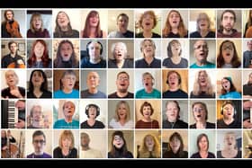 Singers from across the world joined forces to feature on Sing As One, which is raising funds for Rowans Hospice. Pictured: A screenshot of the singers from the song's video
