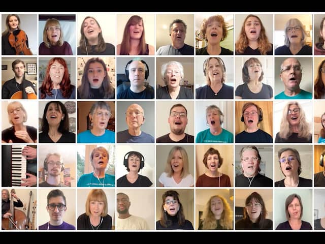 Singers from across the world joined forces to feature on Sing As One, which is raising funds for Rowans Hospice. Pictured: A screenshot of the singers from the song's video