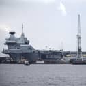 HMS Prince Of Wales preparing to enter Rosyth dock for repairs on October 11, 2022. Picture: Lisa Ferguson