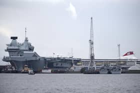 HMS Prince Of Wales preparing to enter Rosyth dock for repairs on October 11, 2022. Picture: Lisa Ferguson