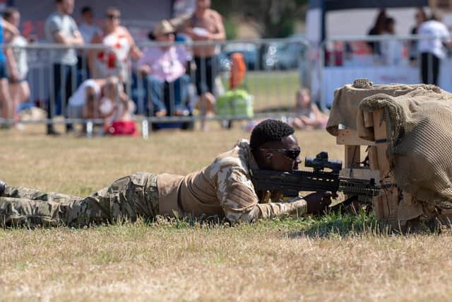 The PWRR Reserve demonstrate a dry fire attack at a previous year's Armed Forces day.  Picture: Vernon Nash (180399-022)