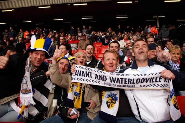 Hawks fans at Anfield for the FA  Cup fourth round tie in January 2008. Pic: Barry  Zee.