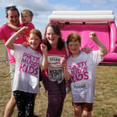 L-R Matthew Lewis, Jack Lewis, Elizabeth Rooney, Charlotte Lewis and Michael Rooney at the Race for Life in Poole in 2021