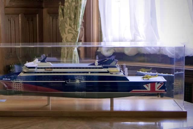 A model showing what the ship would look like. Picture: Office of Penny Mordaunt.