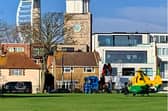 The air ambulance landing at Old Portsmouth at 12.15pm on November 6.