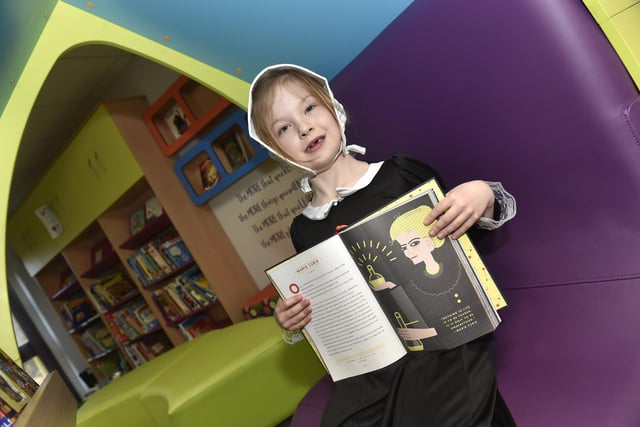 Pictured is: Erin Sugrue (7) as Marie Curie.
Picture: Sarah Standing (020323-676)