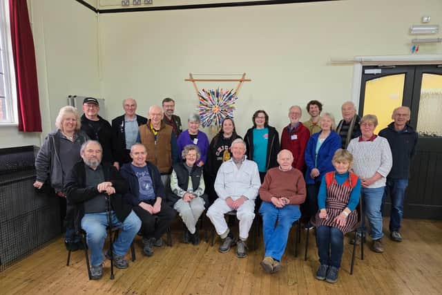 Repair Cafe Havant volunteers with Nancy and her artwork