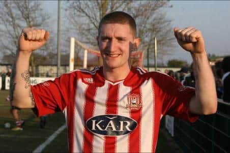 Flashback to 2014 and AFC Portchester striker Lee Wort celebrates after helping Sholing reach the FA Vase final. They subsequently defeated West Auckland 1-0 at Wembley to become the third, and last, Wessex League side to win the tournament.