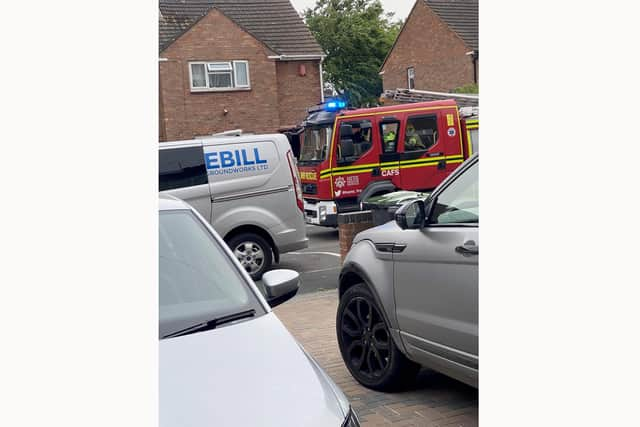 Firefighters at the scene of a house fire in Plaitford Grove, Havant.