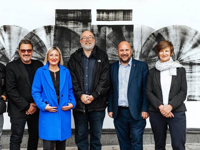 (left to right) James Ralls, Victorious Festival; Tim Rusby, Chair, Portsmouth Creates; Gemma Nicols, CEO Portsmouth Creates; Phil Gibby, Arts Council England; Steve Pitts, leader of Portsmouth City Council and Sarah Duckering, University of Portsmouth. Picture: Portsmouth City Council.