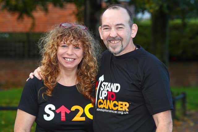 Cancer survivor and artist Al Warner from Gosport is urging people to help accelerate life-saving research by supporting Stand Up To Cancer this autumn. Pictured with his wife Lisa. Picture by Stuart Martin/Cancer Research UK