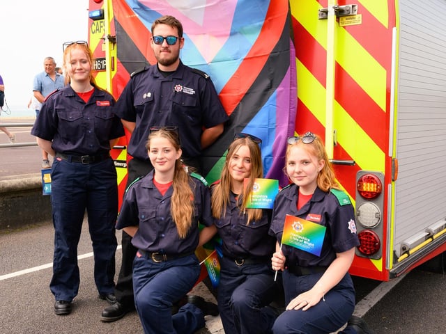 Pictured is: A crew from Southsea Fire Station who took part in the parade.
Picture: Keith Woodland