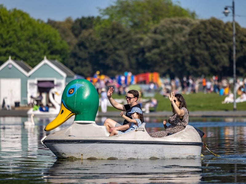 Waving to shore at Canoe Lake. Picture: Mike Cooter (110524)