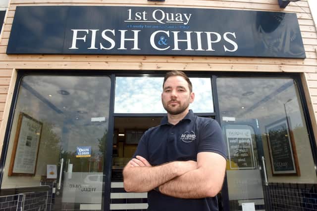 The cost of living crisis is in full swing, with the material prices of fish and oil rising to levels not seen by chippie owners. It has been reported that one in three chippies may close nationally across the UK, according to the National Federation of Fish Fryers (NFFF). Pictured is: Greg Leighton, owner of 1st Quay Fish & Chips in London Road, Widley, Waterlooville. Picture: Sarah Standing (170522-7435).