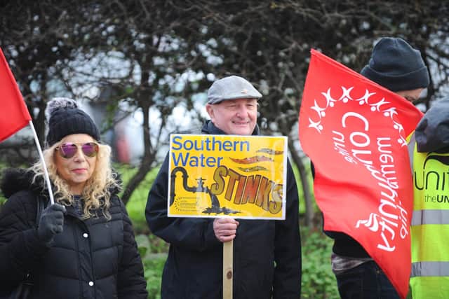 Last month saw protesters gather outside the Southern Water plant in Havant to demand more action on sewage discharges - and now regulator Ofwat has criticised the firm for falling short of expectations.
Picture: Sarah Standing (241122-3034)