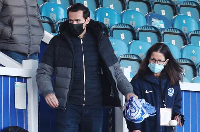 New Pompey signings Charlie Daniels and George Byers were at Fratton Park on Saturday. Picture: Joe Pepler