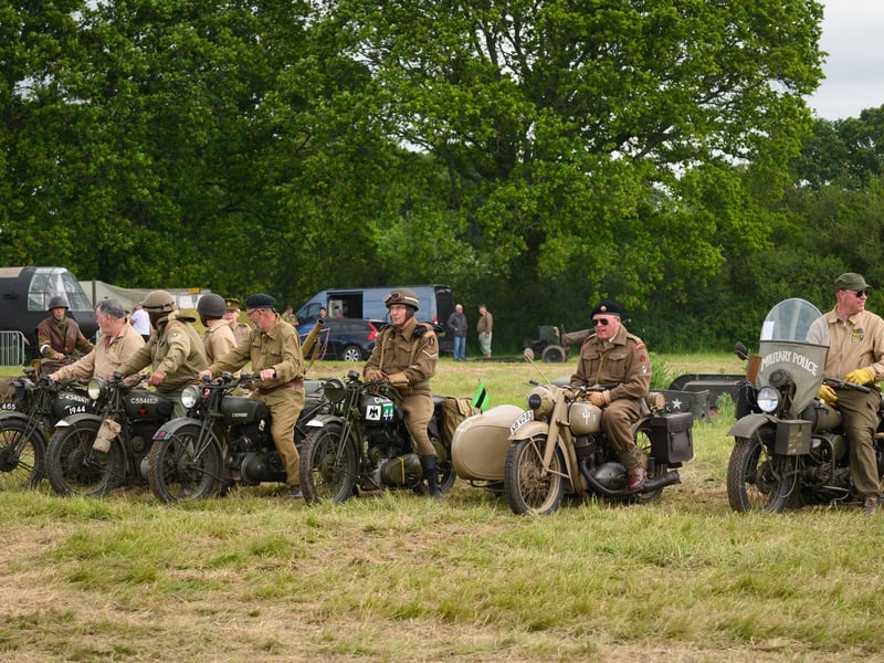 Military motorcycles lining up at The Overlord Show.Picture: Keith Woodland (260521-89)