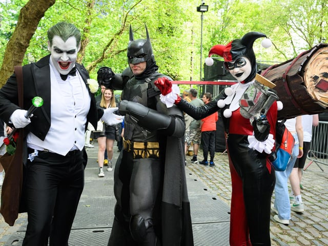 The Joker, Batman and Harley Quinn. Picture: Keith Woodland (110521-38)