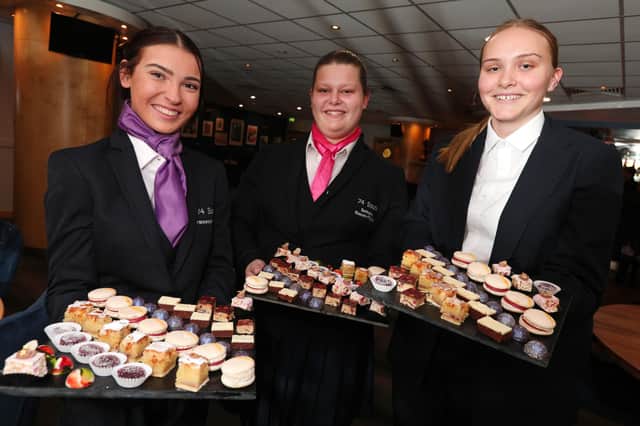 From left, Francesca Bennett, Bethany Easom-Taylor and Abie Miles with petit fours
Picture: Chris Moorhouse   (jpns 191021-38)