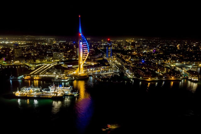 The Spinnaker Tower always looks stunning when light up, and the views from the top are always worth the wait. Here it's lit up in the colours of the Ukrainian flag.