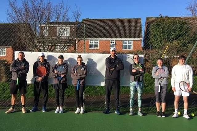 Players who battled it out in JEM Tennis' mixed league meeting at Active Academy, from left: Andy Long, Kevin Peat, Suzanne Peat, Chanelle Martin, Jon Plaw, Rachel Heda, Poppy Marsden, Victor Lejeune